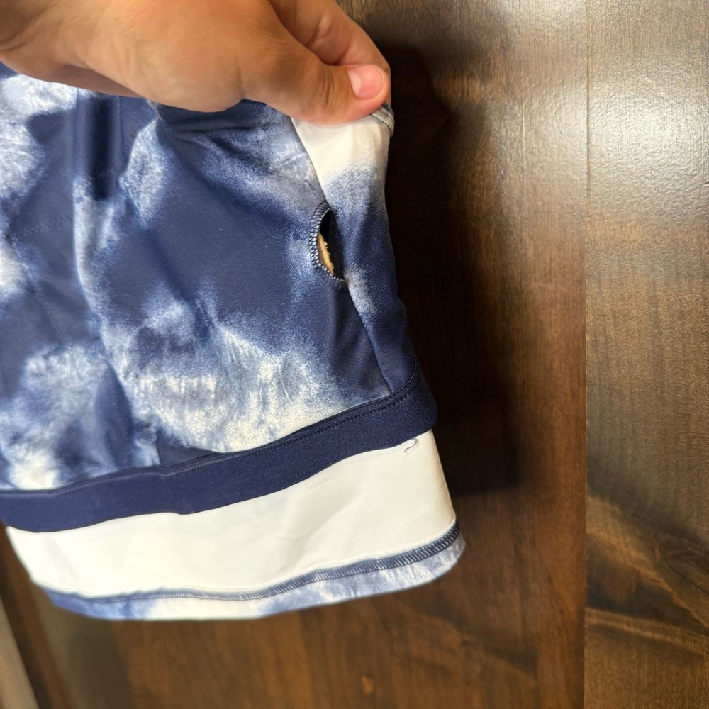 Old Navy active Go Dry Long Line Bra Blue White Tie-Dye crop Top Size L padded - Picture 7 of 8